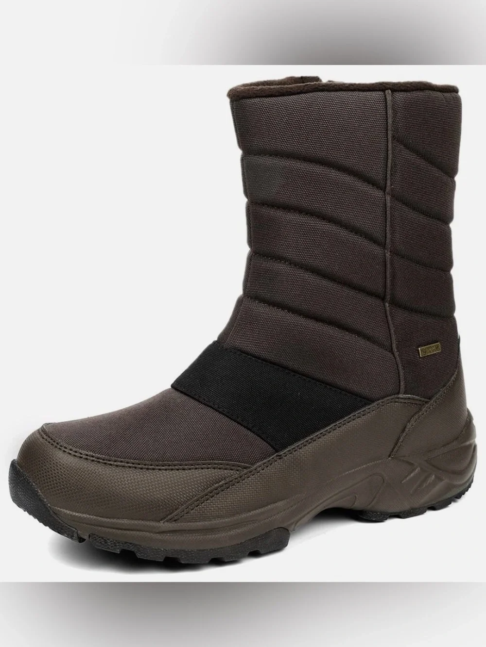 SILENTCARE Mens Brown Winter Mid-Calf Snow Boot Waterproof Size 7